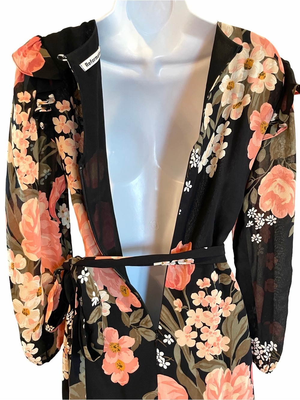Reformation Quest Floral Wrap Mini Dress Black Pink Romantic Size 2 - Picture 5 of 10